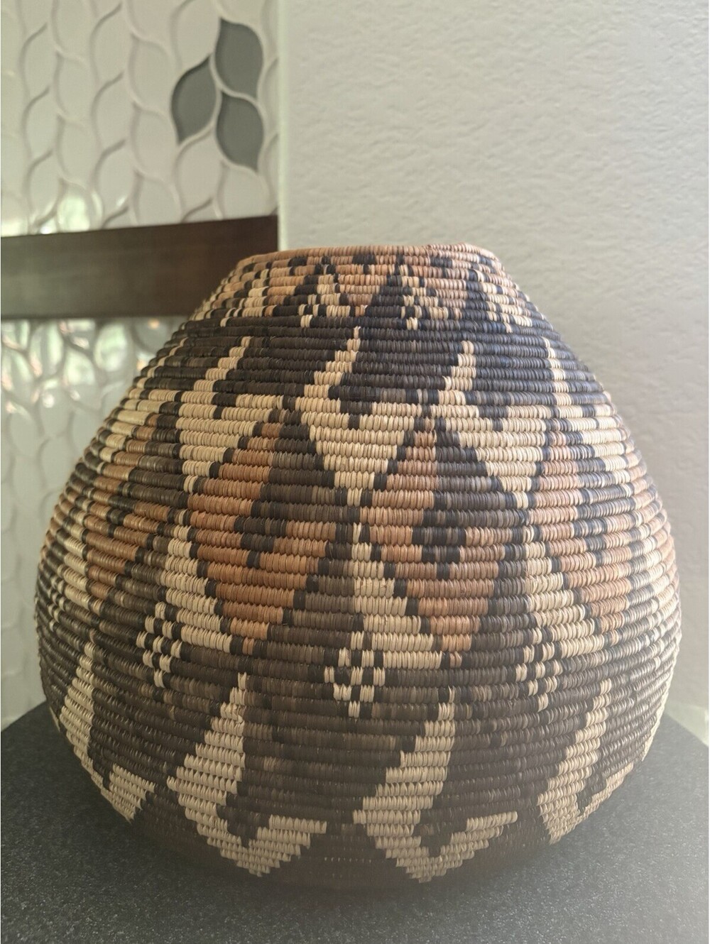 African Zulu Ukhamba Large Basket  15½" x 12" Africa beer No Lid EUC